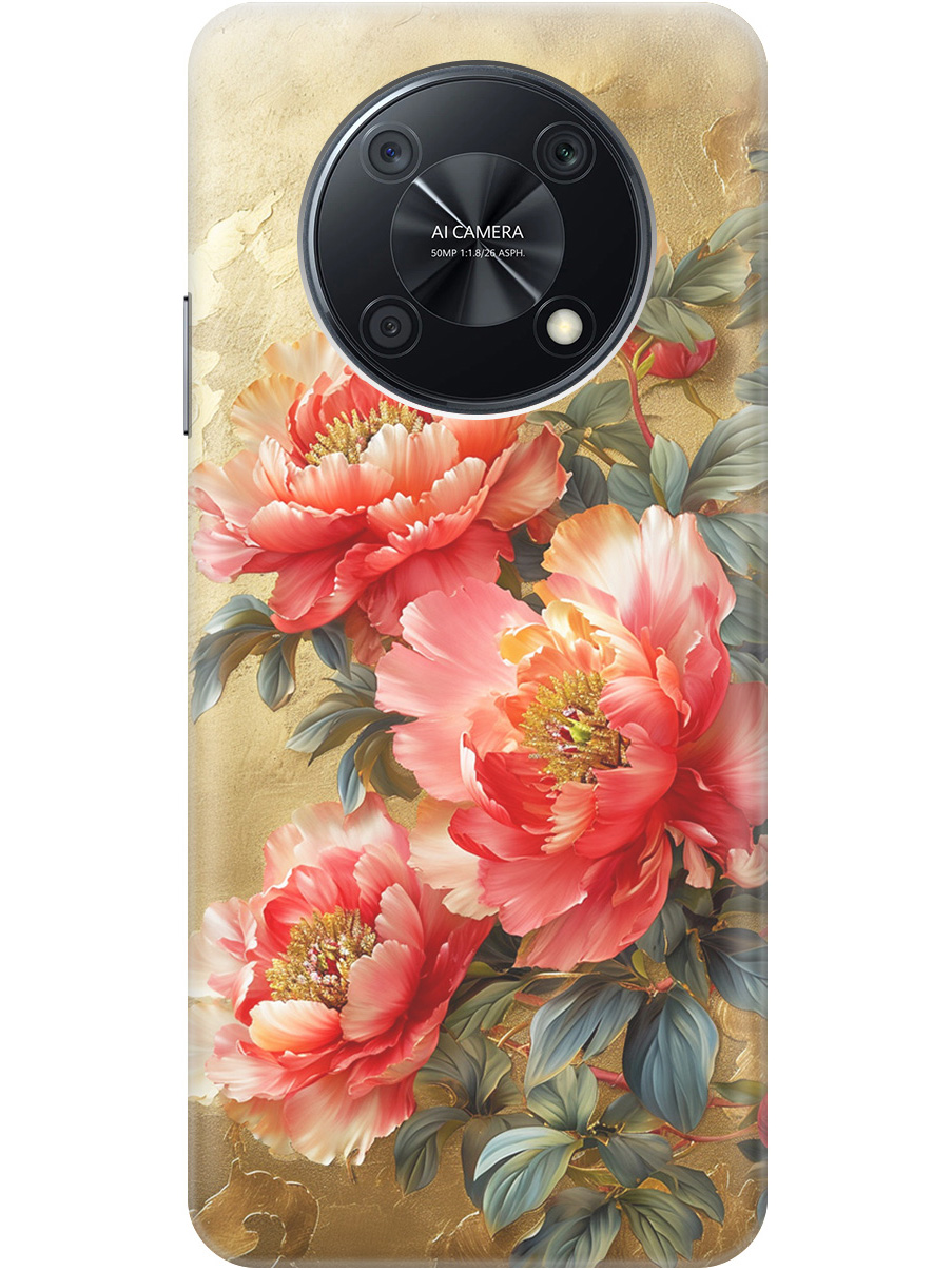

Силиконовый чехол на Huawei nova Y90 с принтом "Винтажные пионы", Прозрачный;зеленый;золотистый;красный, 740188623
