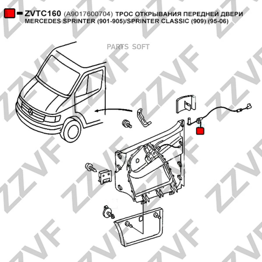 Трос Открывания Передней Двери Mercedes Sprinter 901-905Sprinter Classic 909 95-06 Трос От 840₽