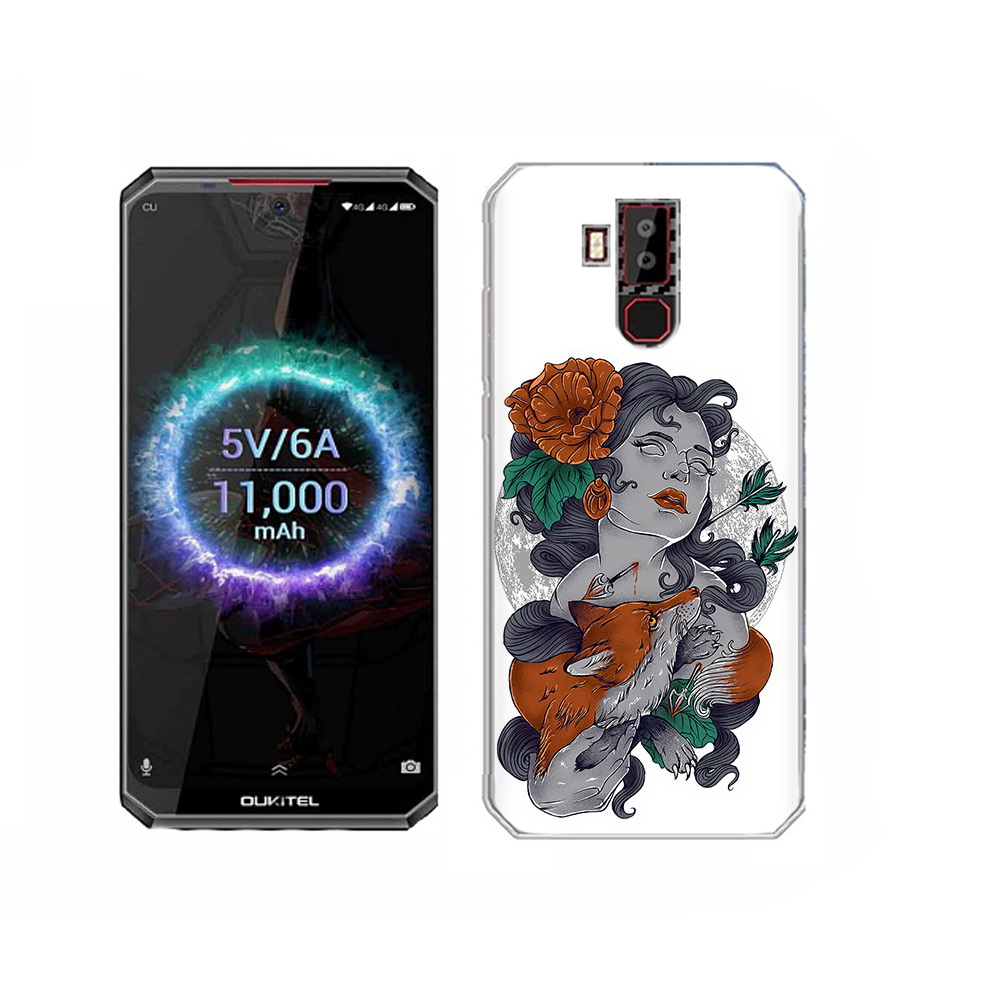 

Чехол MyPads Tocco для Oukitel K13 Pro темная девушка с лисой, Прозрачный, Tocco