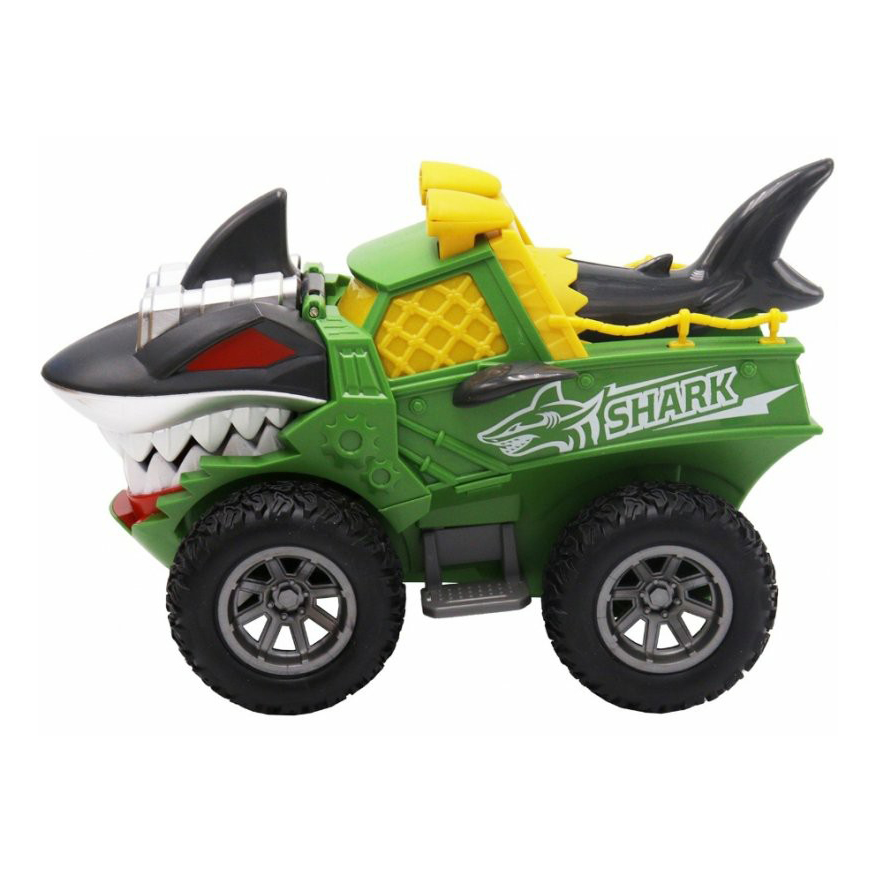 

Транспортный грузовик Funky Toys Акула инерционный зеленый, Зеленый;желтый;черный