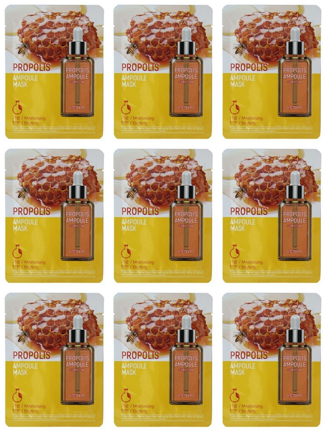 

Маска тканевая для лица Dr.CELLIO PROPOLIS AMPOULE MASK 9шт
