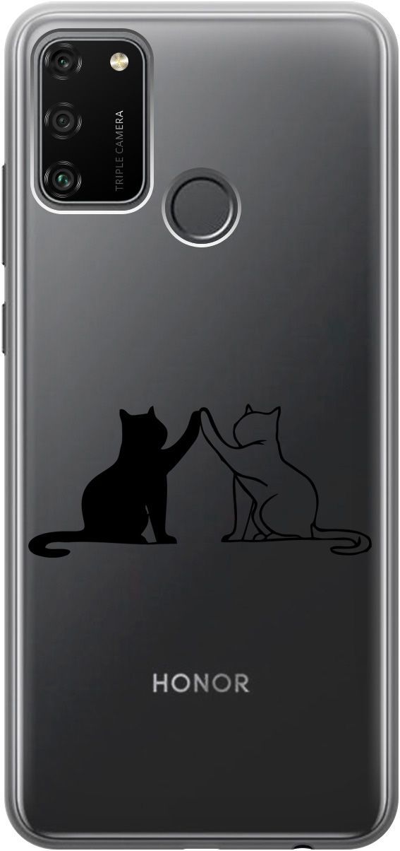 

Силиконовый чехол на Honor 9A с 3D принтом "Cats" прозрачный, Прозрачный;черный, 5228