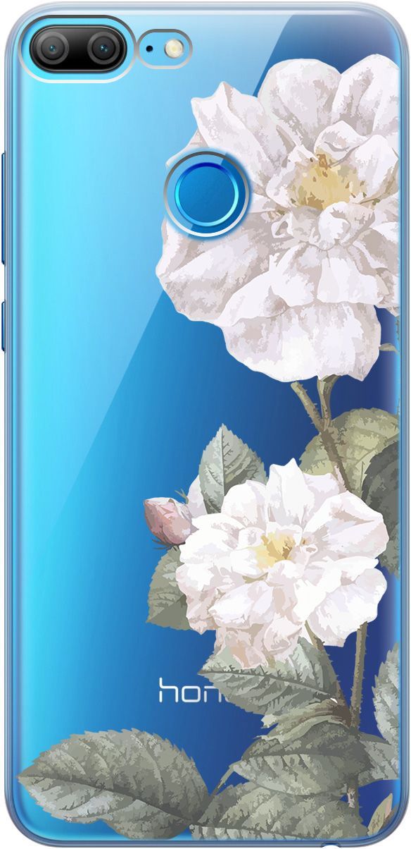 

Силиконовый чехол на Honor 9 Lite с 3D принтом "White Rose" прозрачный, Прозрачный;черный, 5226