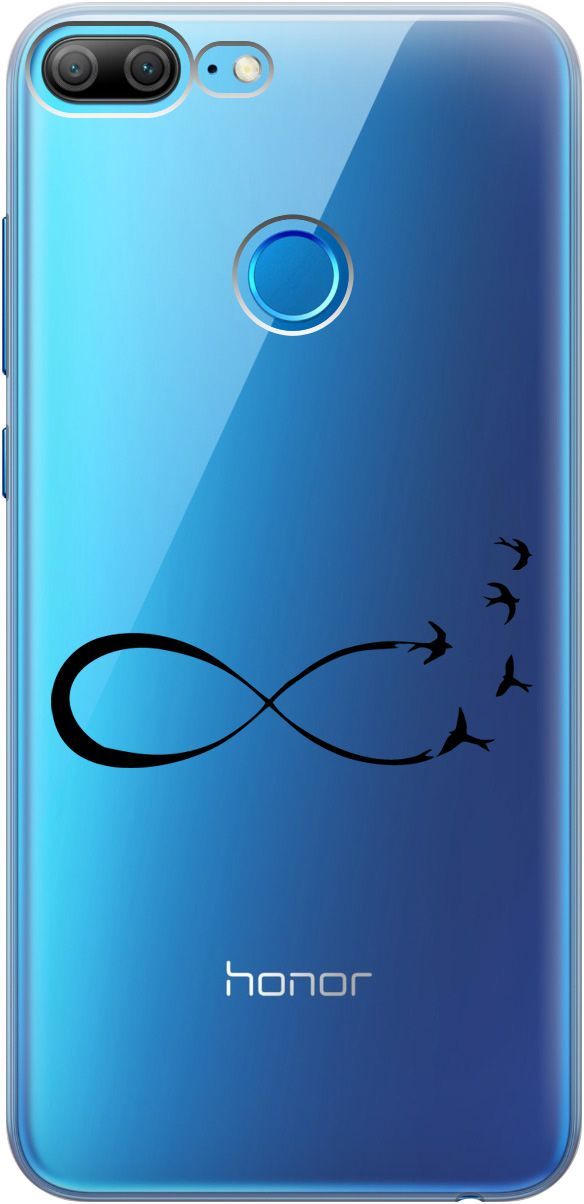 

Силиконовый чехол на Honor 9 Lite с 3D принтом "Infinity" прозрачный, Прозрачный;черный, 5226