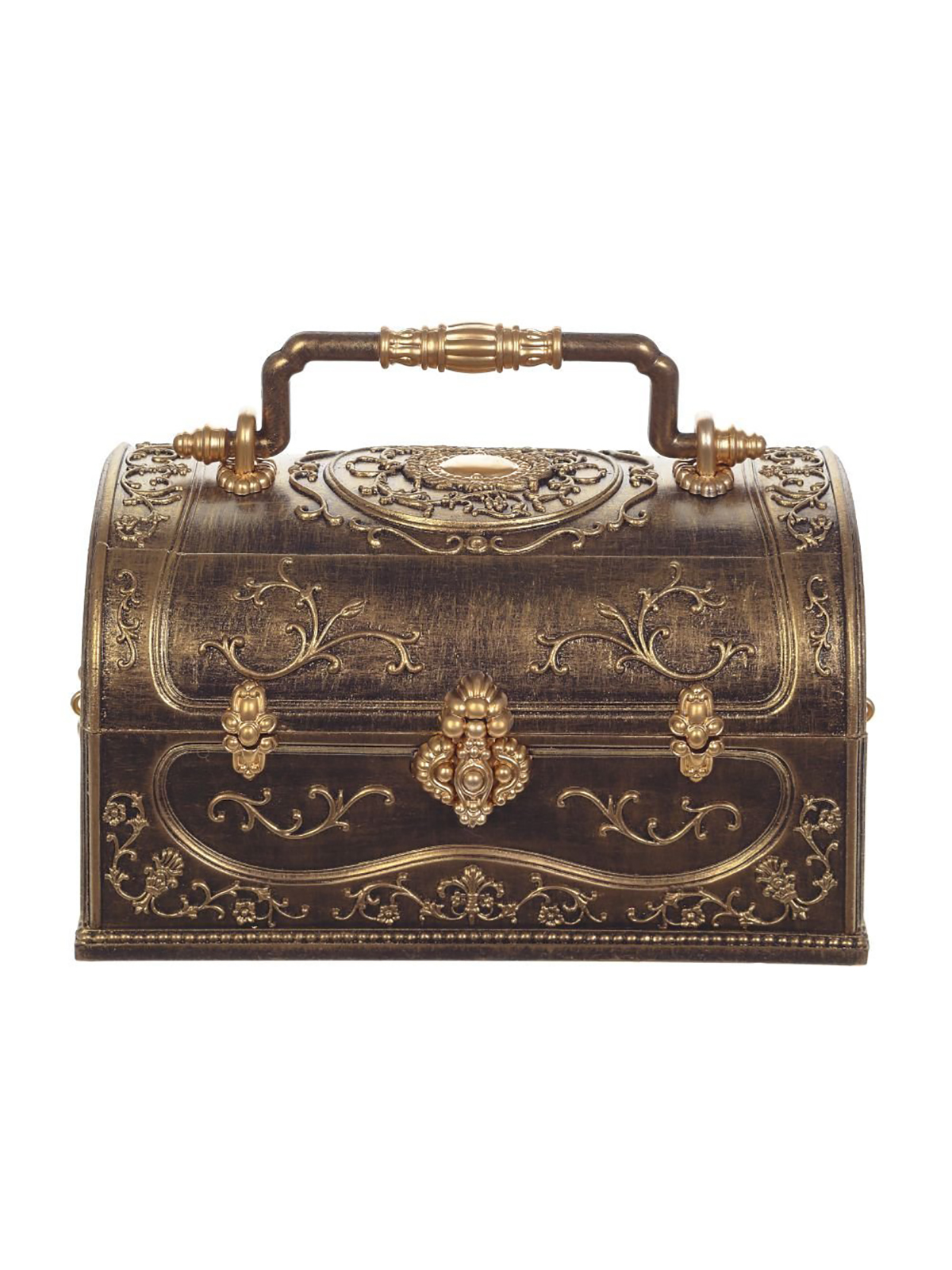 

Шкатулка музыкальная Remecoclub Сундук из полимера, 18x12x11 см, Коричневый;золотистый