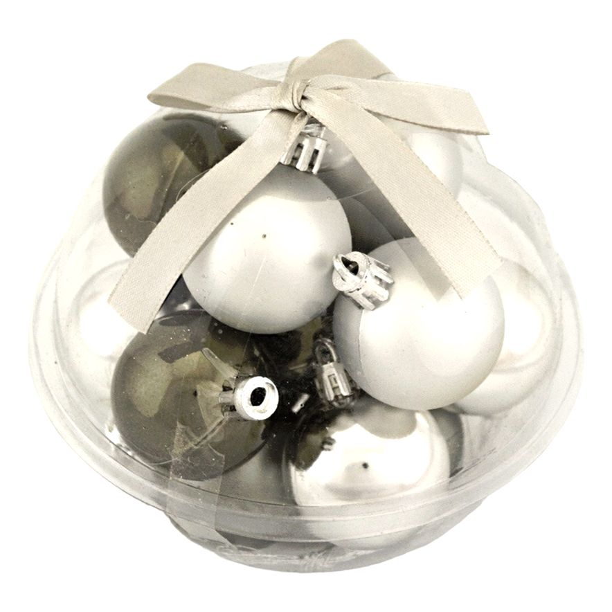 Шары на ель Koopman серебристые 4 см 14 шт