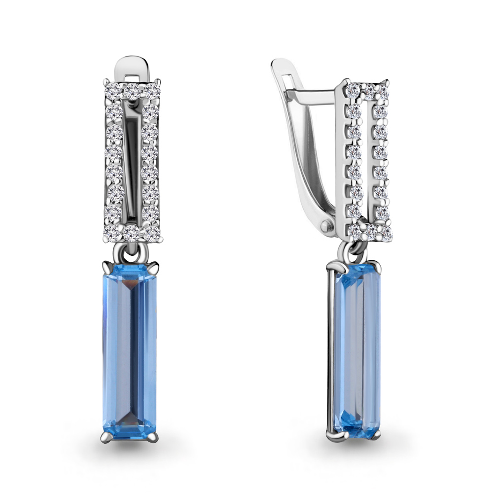 

Серьги из серебра с фианитом Aquamarine Aquamarine 4739092А_925_р, 4739092А_925_р