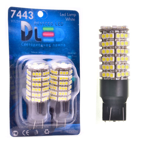 

Светодиодная автомобильная лампа W21W-T20-7443-W3х16q-120 LED SMD3528 Желтый-Белый 2 шт., W21W - T20 - 7443 - W3х16q - 120 LED SMD3528 Желтый-Белый