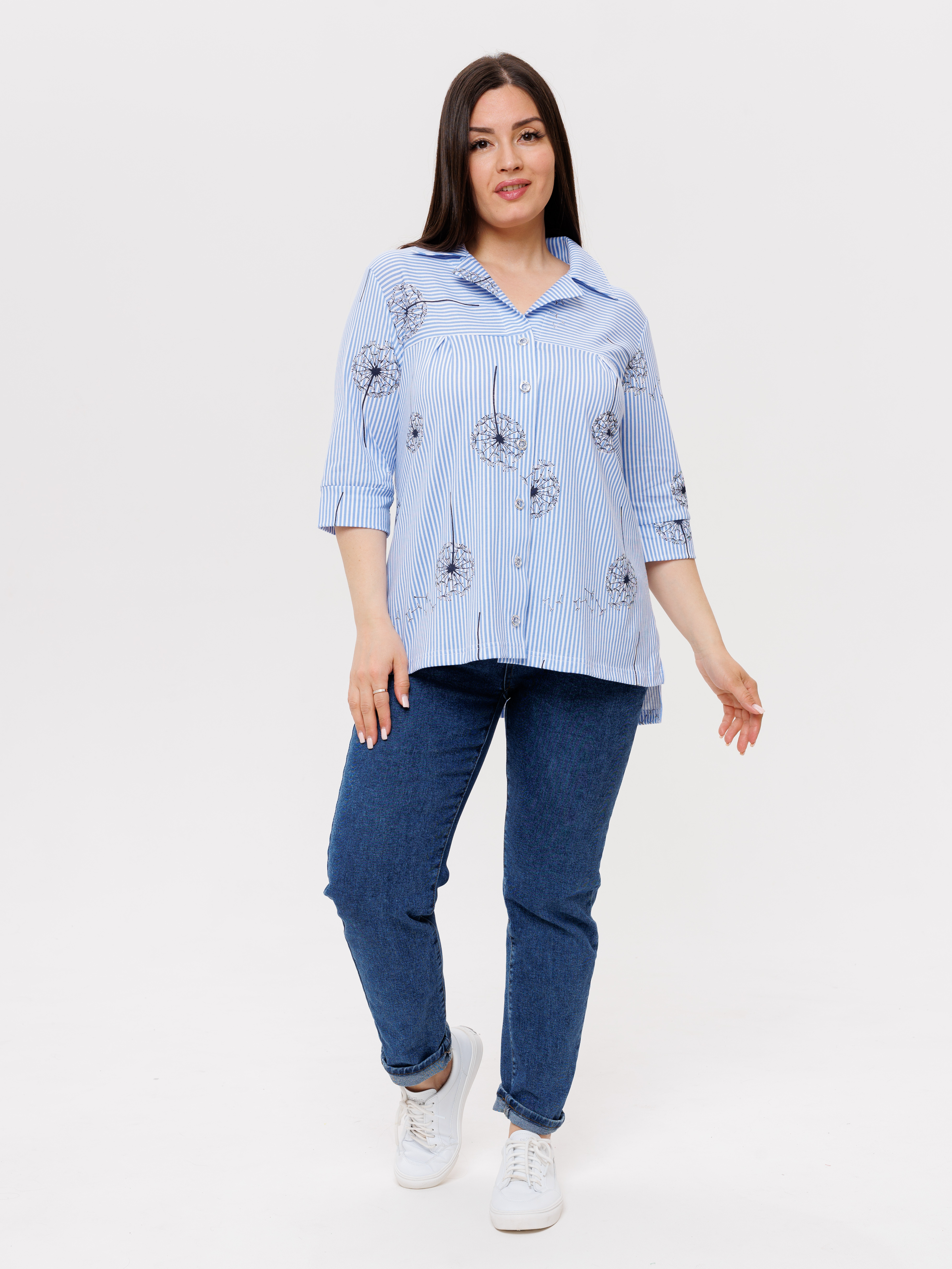 Блуза женская Elenatex Бж-73 голубая 52 RU