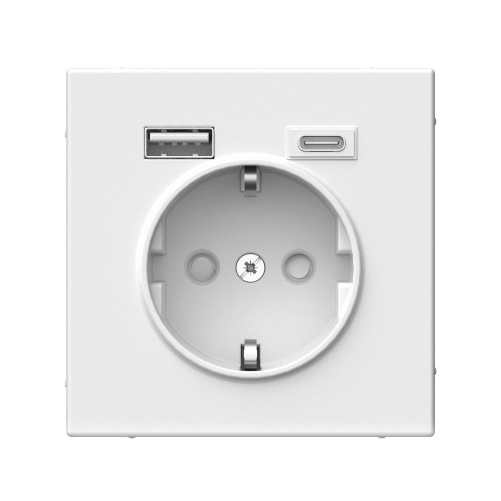 

Розетка Systeme Electr заземлением со шторкамиUSB А+С скрытой установки GAL000132, Белый