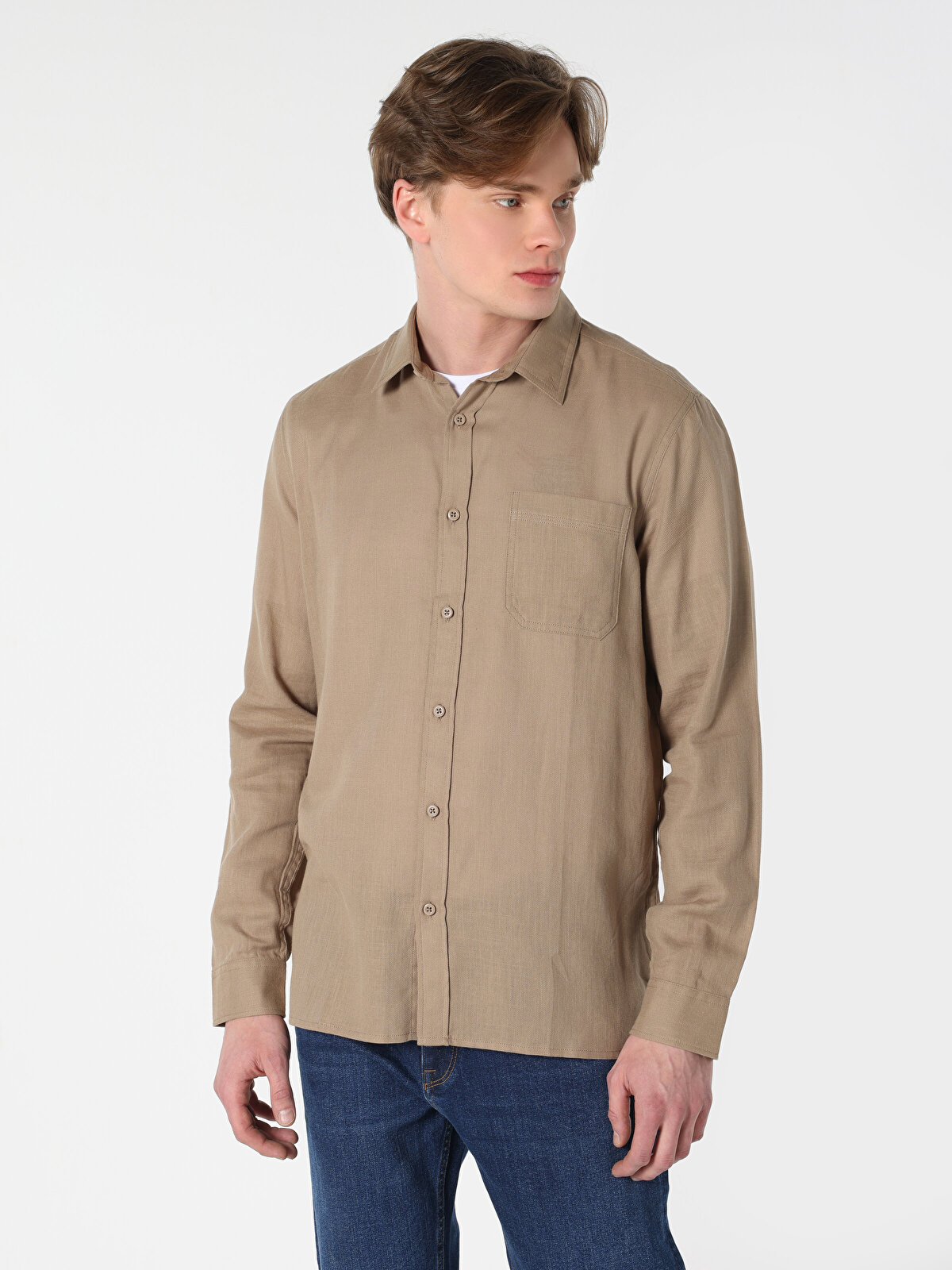 

Рубашка мужская Colin's CL1062133_Q1.V1 бежевая XXL, Бежевый, CL1062133_Q1.V1