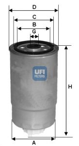 фото Фильтр топливный ufi 24.h2o.00