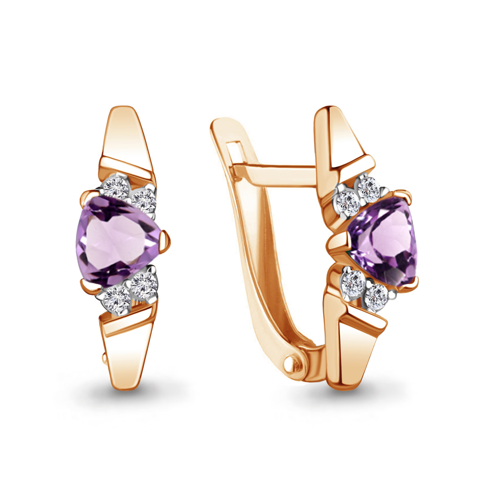 

Серьги из серебра с аметистом\фианитом Aquamarine Aquamarine 4737804А_925_з, 4737804А_925_з