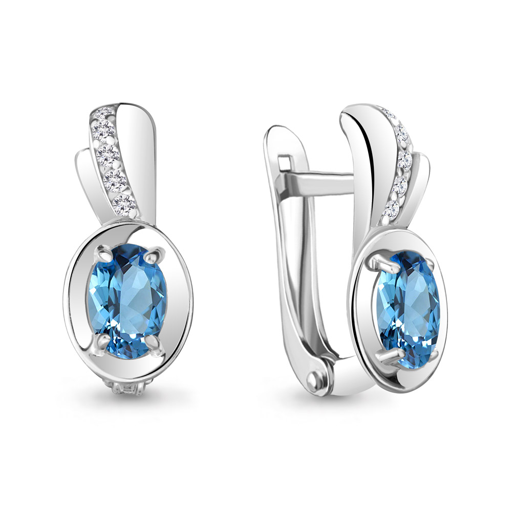 

Серьги из серебра с топазом\фианитом Aquamarine Aquamarine 4737405А_925_р, 4737405А_925_р