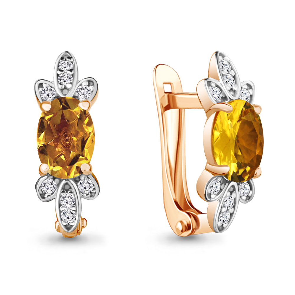 

Серьги из серебра с цитрином\фианитом Aquamarine Aquamarine 4737206А_925_з, 4737206А_925_з