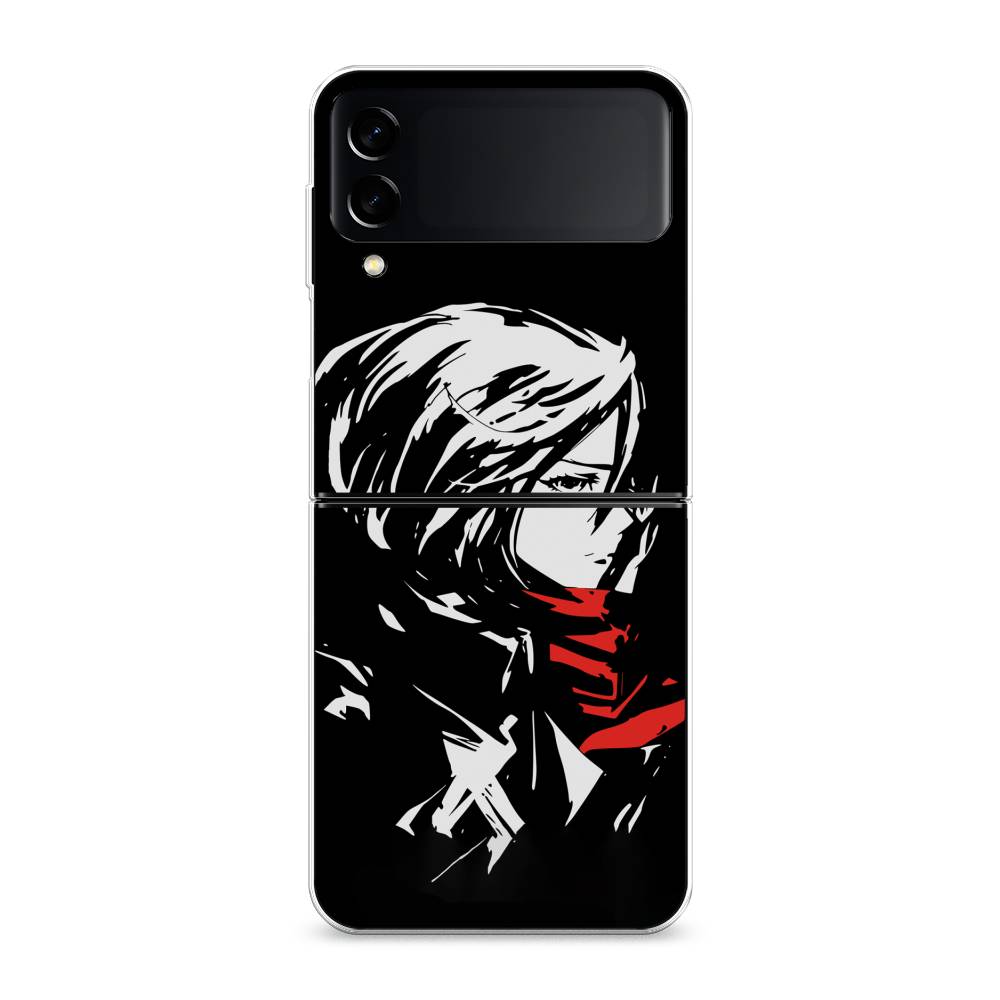 

Чехол на Samsung Galaxy Z Flip 3 "Микаса минимализм", Черный;серый;красный, 2103750-4