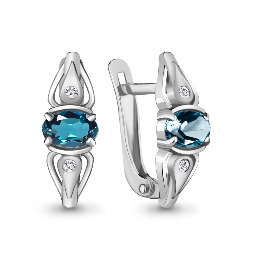 

Серьги из серебра с топазом\фианитом Aquamarine Aquamarine 4737108А_925_р, 4737108А_925_р
