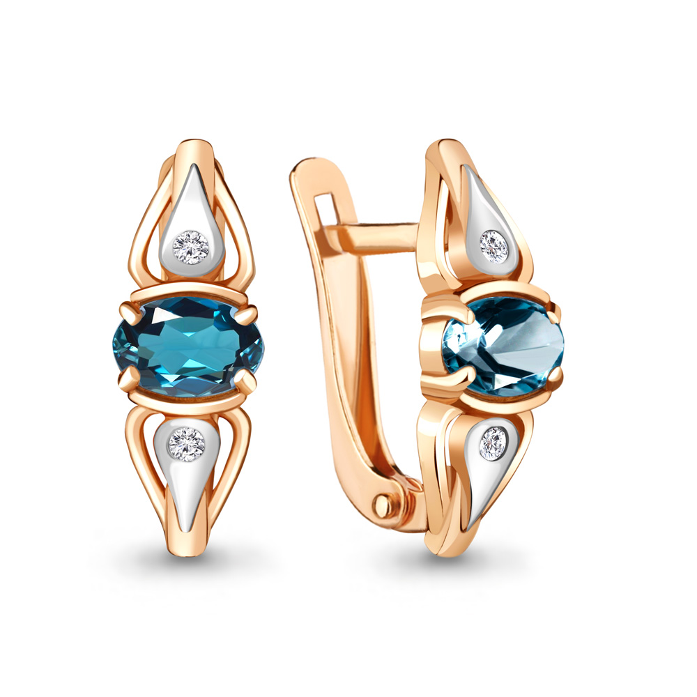 

Серьги из серебра с топазом\фианитом Aquamarine Aquamarine 4737108А_925_з, 4737108А_925_з