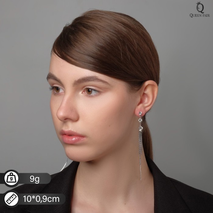 

Серьги шандельеры из бижутерного сплава Queen Fair 7449673, стразы