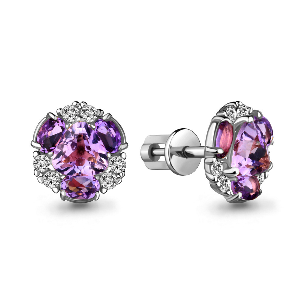 

Серьги из серебра с аметистом Aquamarine Aquamarine 4736004А_925_р, 4736004А_925_р