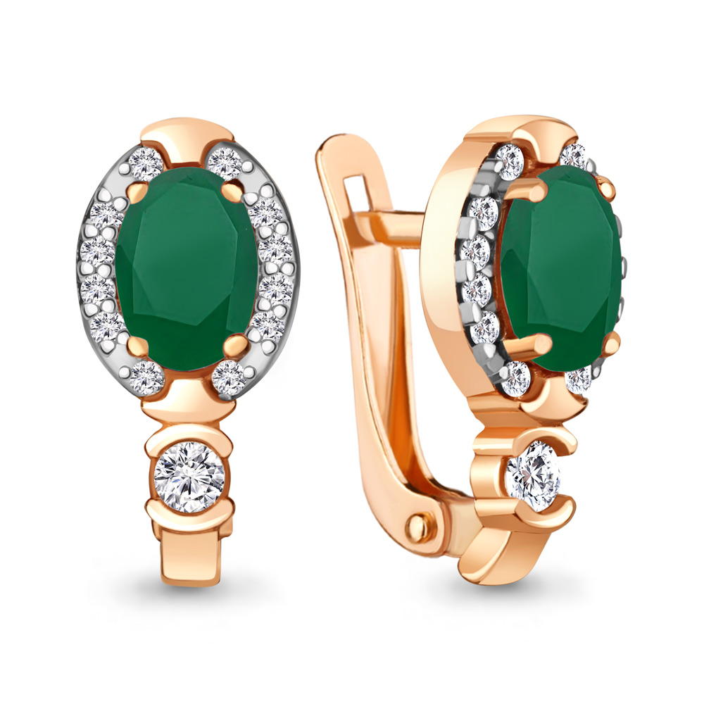 

Серьги из серебра с агатом\фианитом Aquamarine Aquamarine 4735409А_925_з, 4735409А_925_з
