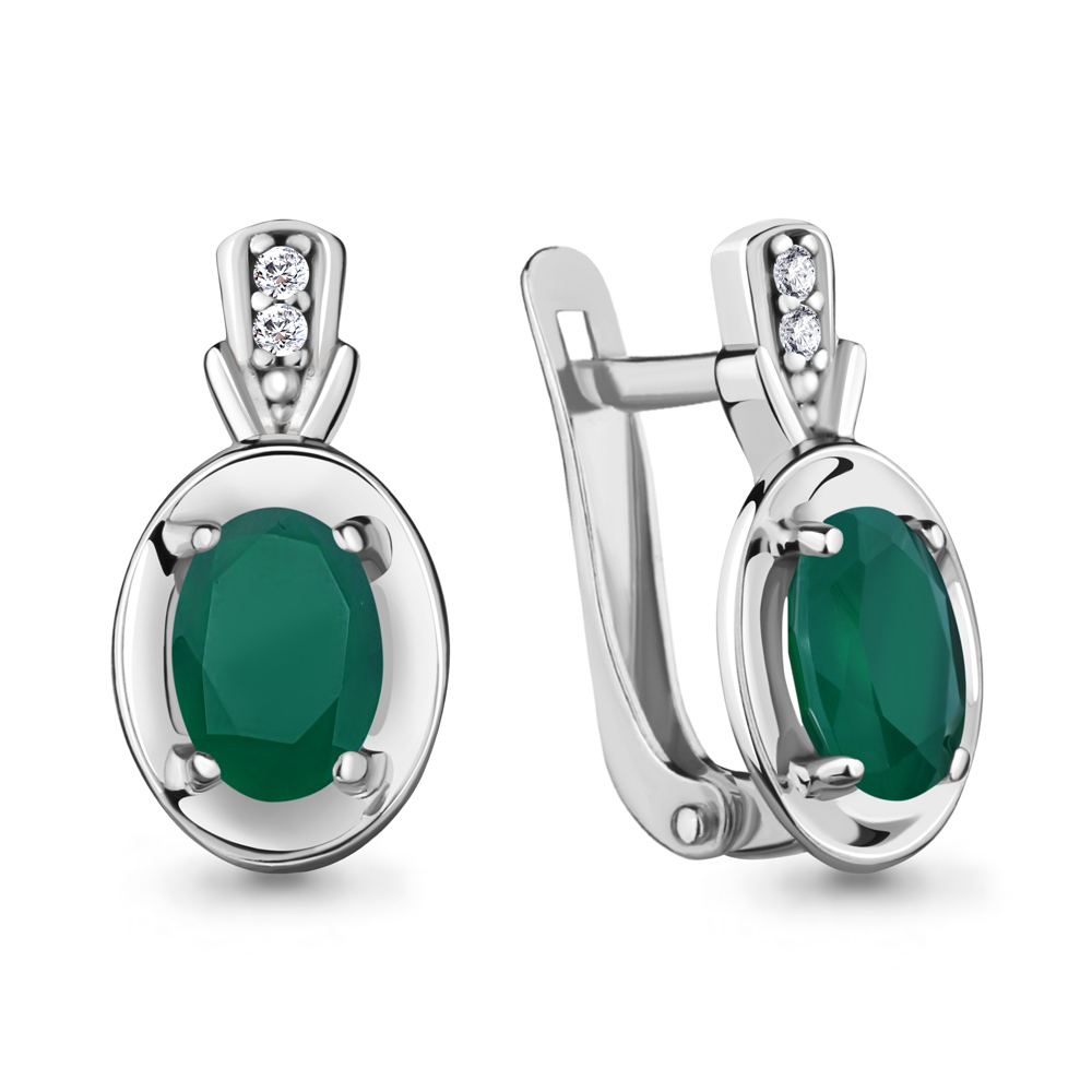 

Серьги из серебра с агатом\фианитом Aquamarine Aquamarine 4735209А_925_р, 4735209А_925_р