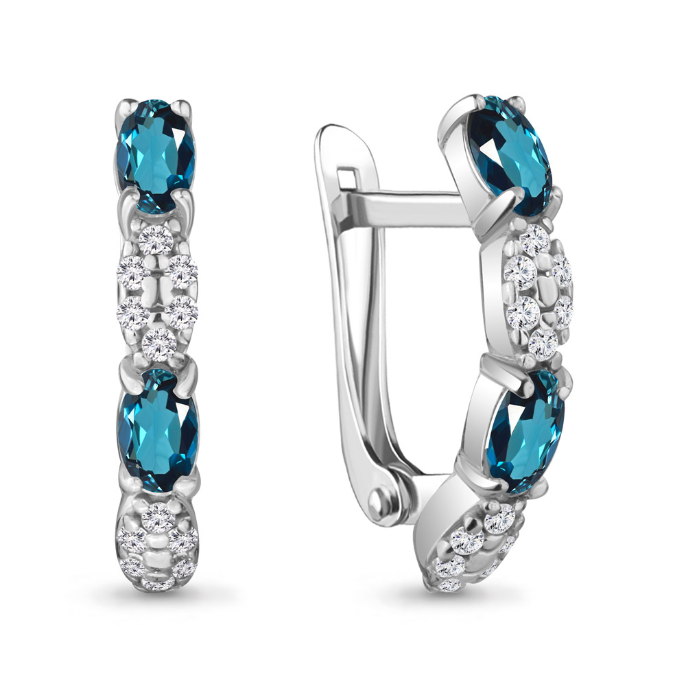 

Серьги из серебра с топазом\фианитом Aquamarine Aquamarine 4735108А_925_р, 4735108А_925_р