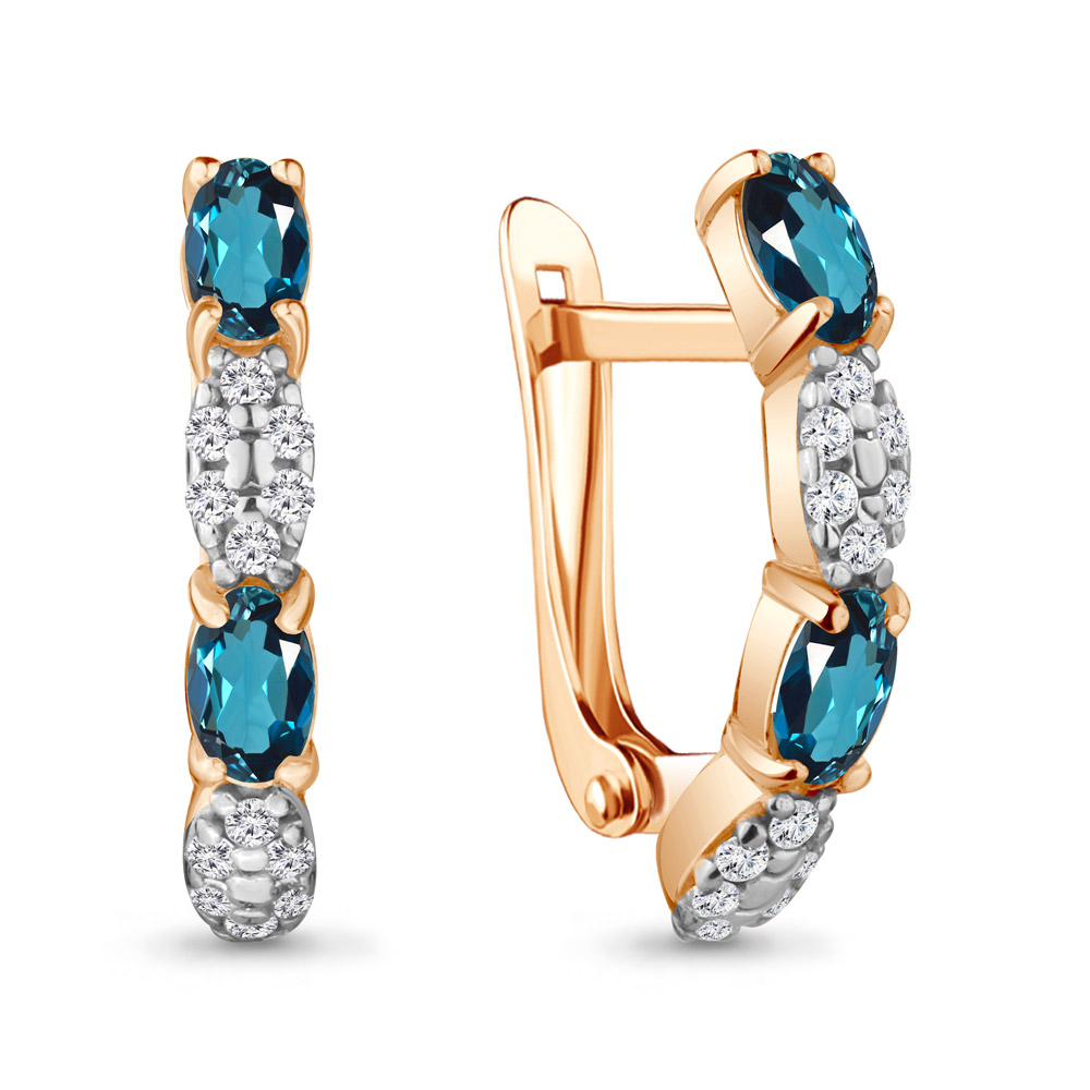 

Серьги из серебра с топазом\фианитом Aquamarine Aquamarine 4735108А_925_з, 4735108А_925_з