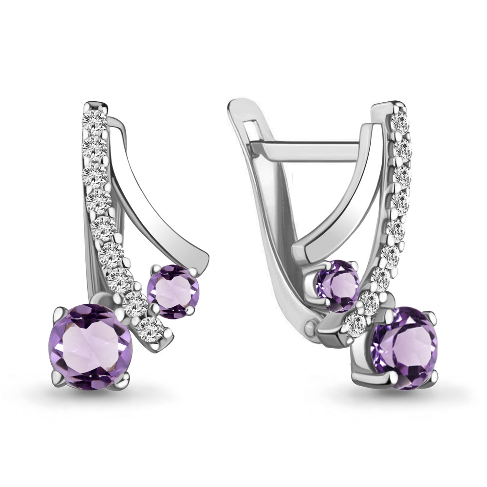 

Серьги из серебра с аметистом Aquamarine Aquamarine 4732404А_925_р, 4732404А_925_р