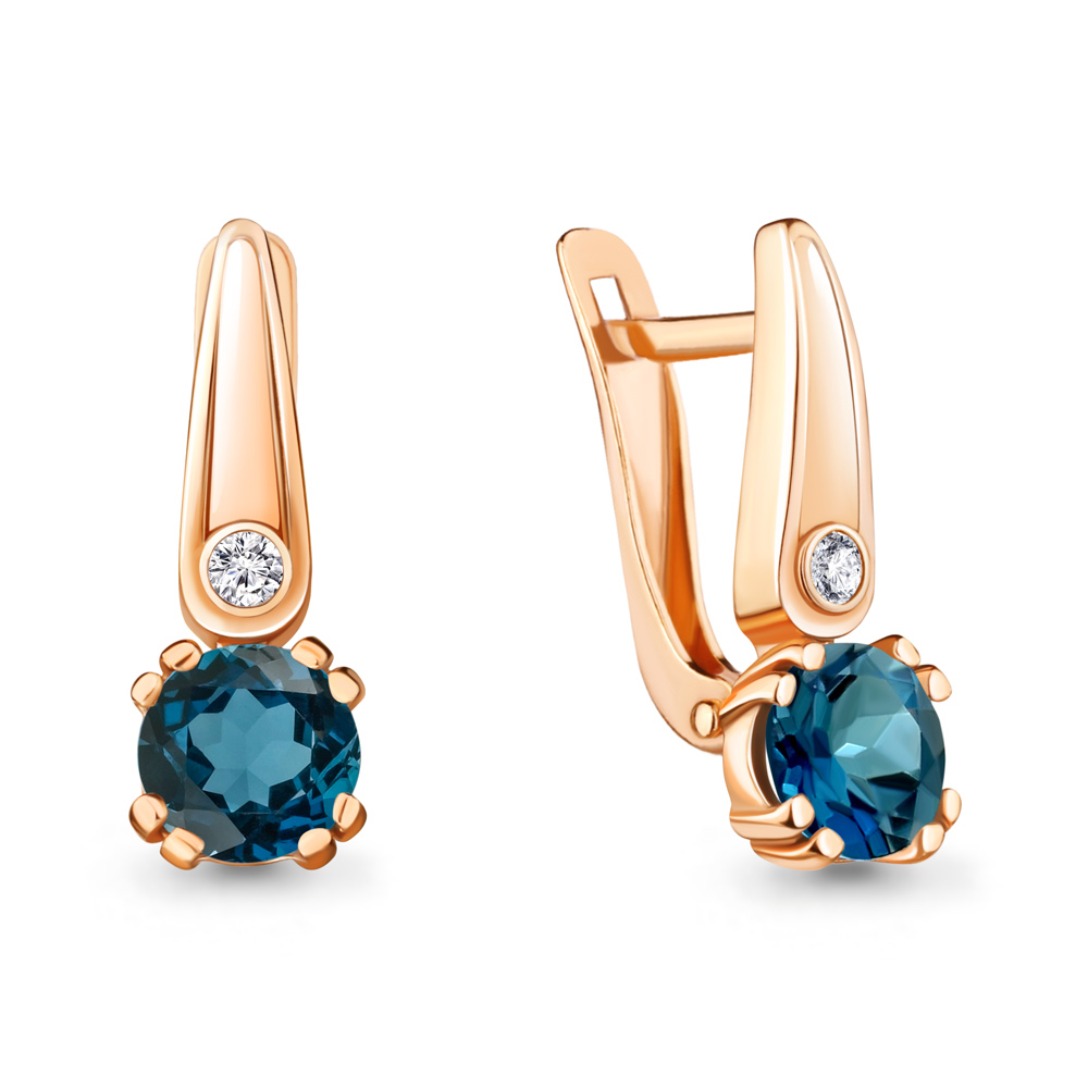

Серьги из серебра с топазом\фианитом Aquamarine Aquamarine 4731608А_925_з, 4731608А_925_з