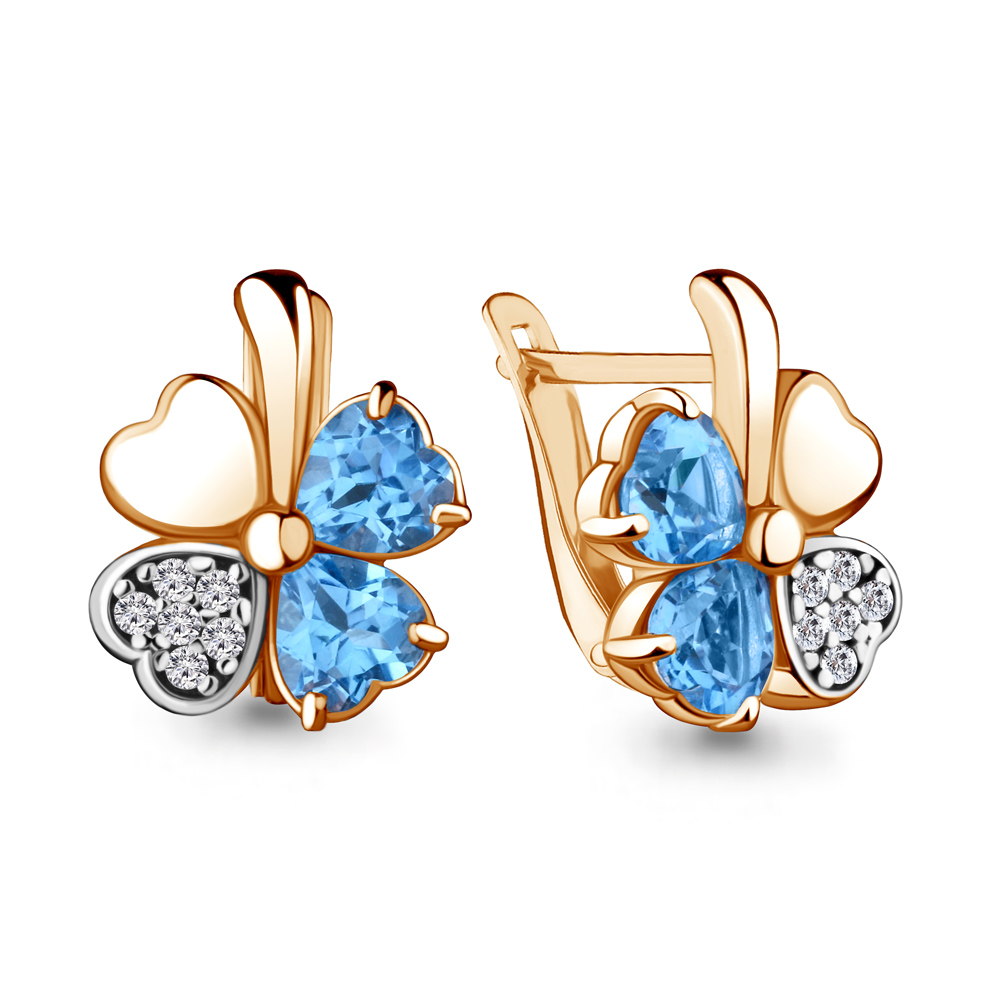 

Серьги из серебра с топазом\фианитом Aquamarine Aquamarine 4726105А_925_з, 4726105А_925_з