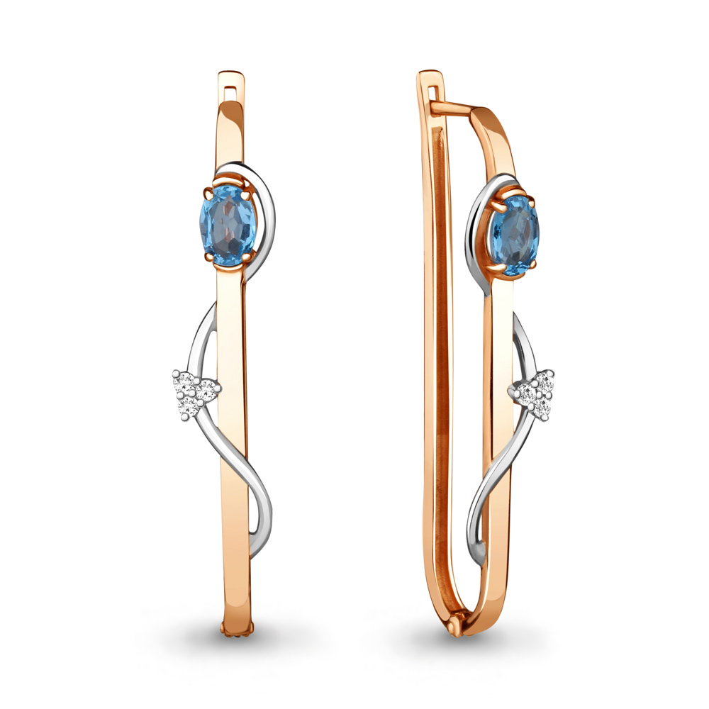 

Серьги из серебра с топазом\фианитом Aquamarine Aquamarine 4725705А_925_з, 4725705А_925_з