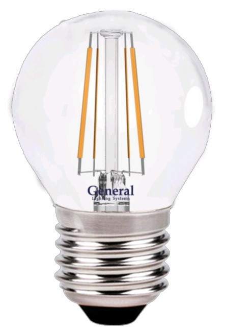 Лампа светодиодная GENERAL, E27, 7W, 2700K, "Шар", арт. 583912 - (10 шт.)