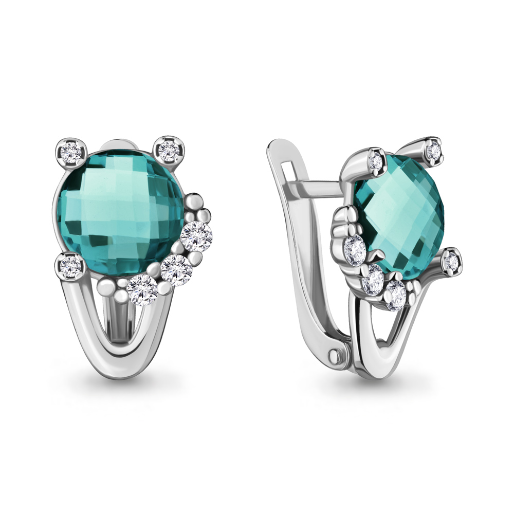 

Серьги из серебра с фианитом Aquamarine Aquamarine 4725088А_925_р, 4725088А_925_р