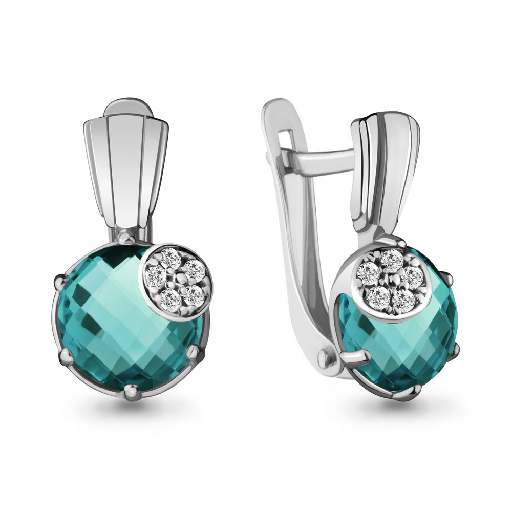 

Серьги из серебра с фианитом Aquamarine Aquamarine 4724988А_925_р, 4724988А_925_р