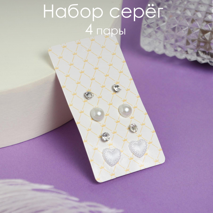 

Комплект серег из металла Queen Fair 5358186, стразы/пластик
