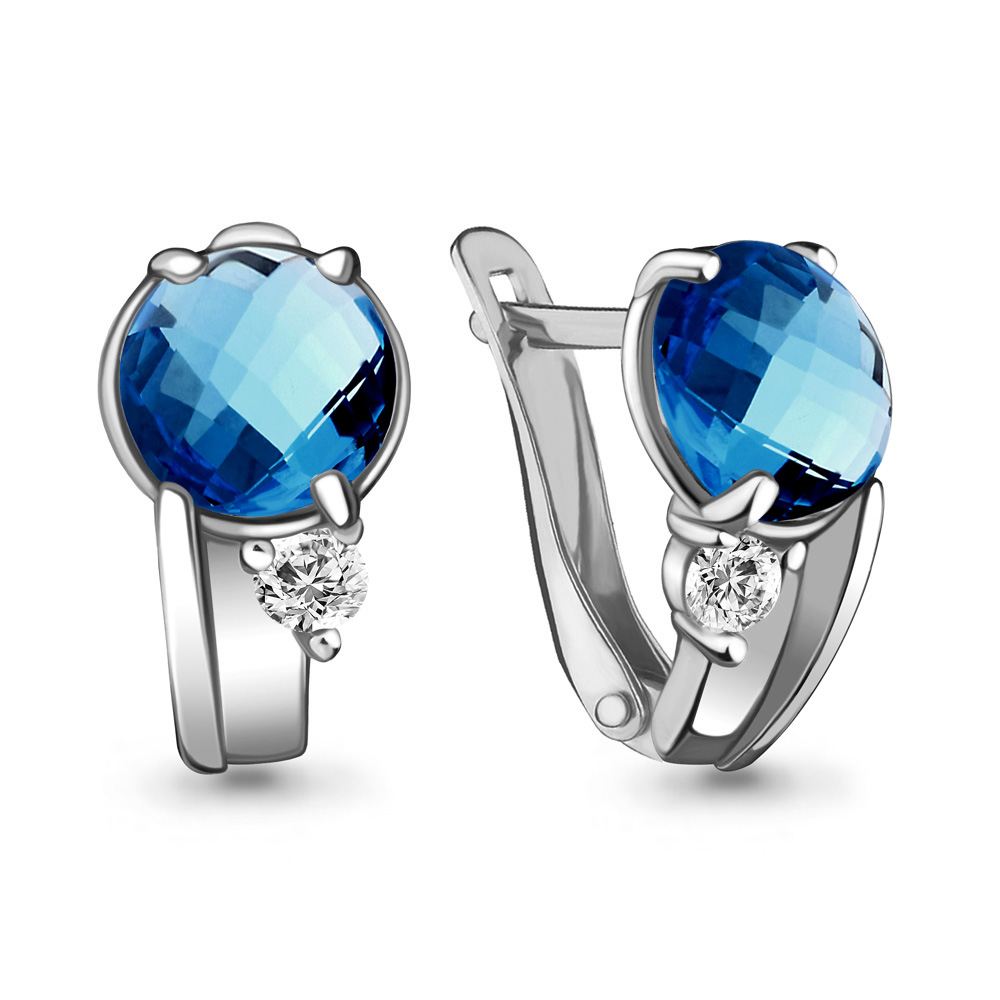 

Серьги из серебра с фианитом Aquamarine Aquamarine 4724793А_925_р, 4724793А_925_р