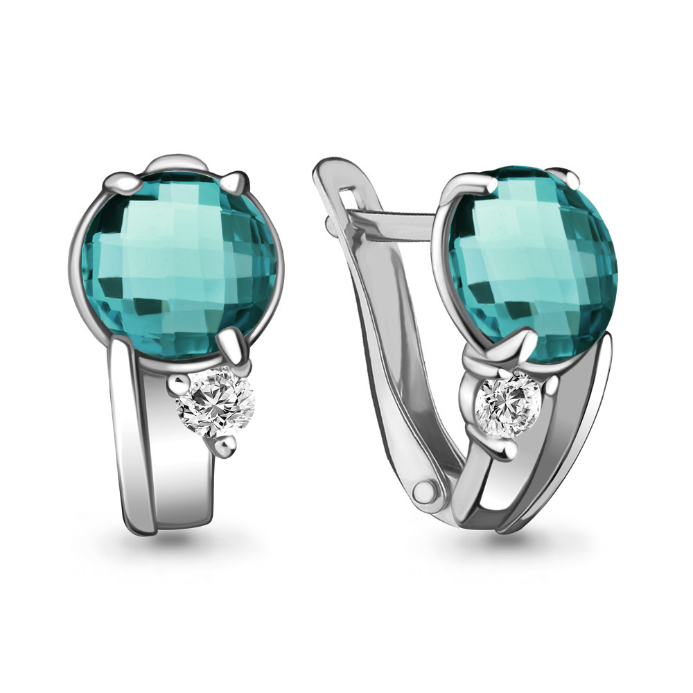 

Серьги из серебра с фианитом Aquamarine Aquamarine 4724788А_925_р, 4724788А_925_р