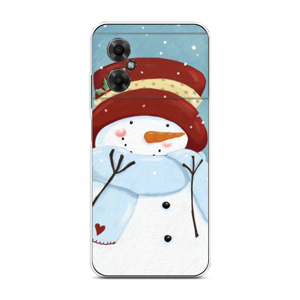 

Чехол на Xiaomi Poco M4 5G "Застенчивый снеговик", Голубой;белый;красный, 316550-5