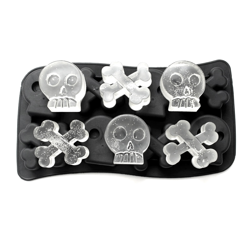 фото Форма для льда "кости и черепа" (8 кубиков) (чёрная) cash&carry store