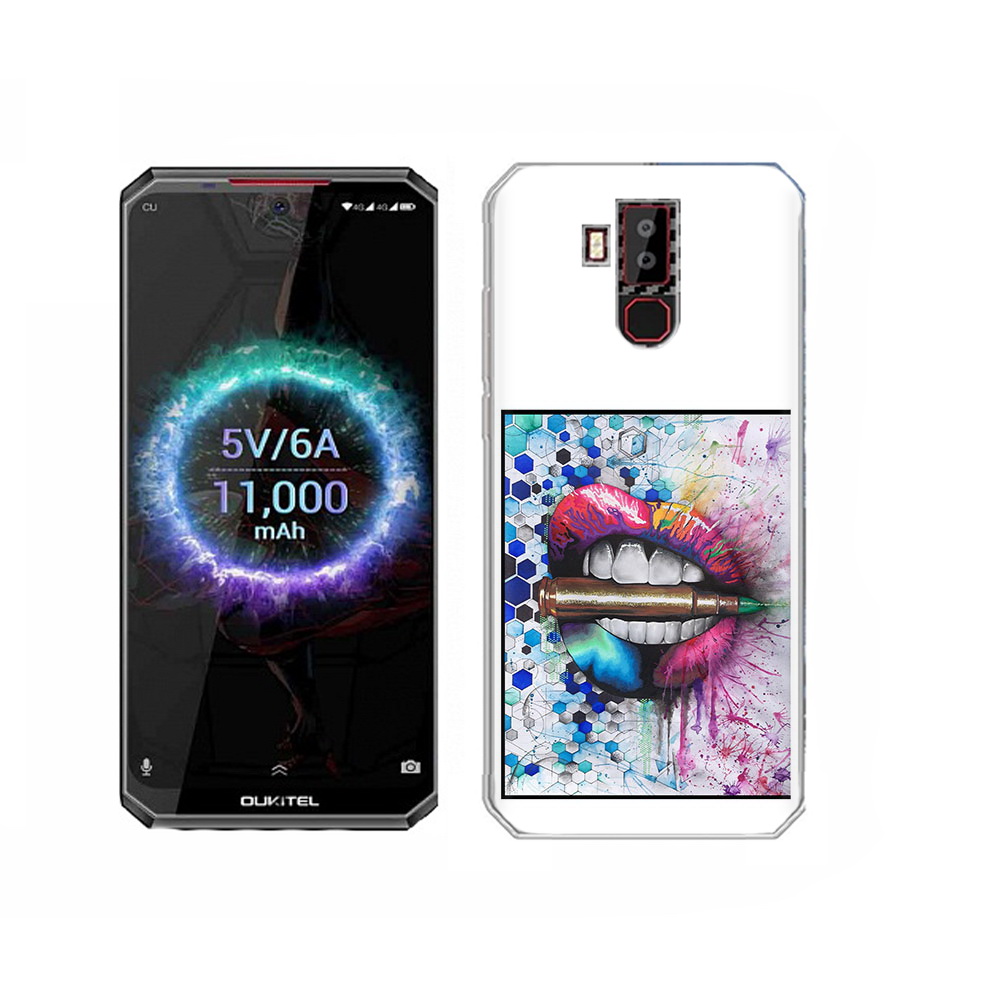 

Чехол MyPads Tocco для Oukitel K13 Pro разноцветные губы с пулей, Прозрачный, Tocco