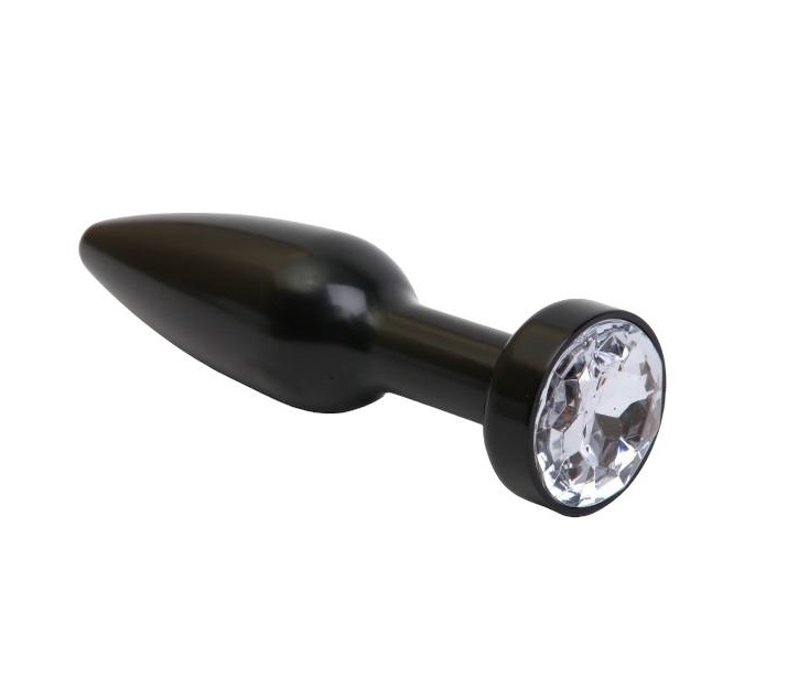 Чёрная удлинённая пробка с прозрачным кристаллом 11,2 см