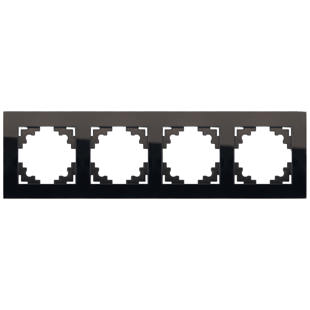 Рамка горизонтальная 4-местная STEKKER 39521 GFR00-7004-05 черный серия Катрин трехместная горизонтальная рамка stekker