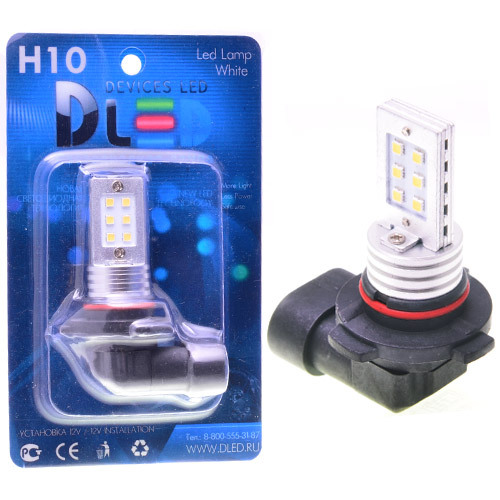 фото Светодиодная автомобильная лампа h10 - 12 smd 2323 (1 лампа в упаковке) dled