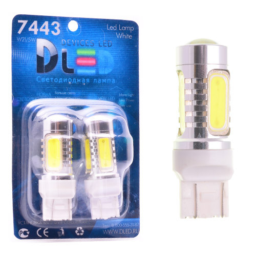 

Светодиодная автомобильная лампа W21W - T20 - 7443 - W3х16q 9,5W + Линза CREE 2 шт, W21W - T20 - 7443 - W3х16q 9,5W + Линза CREE