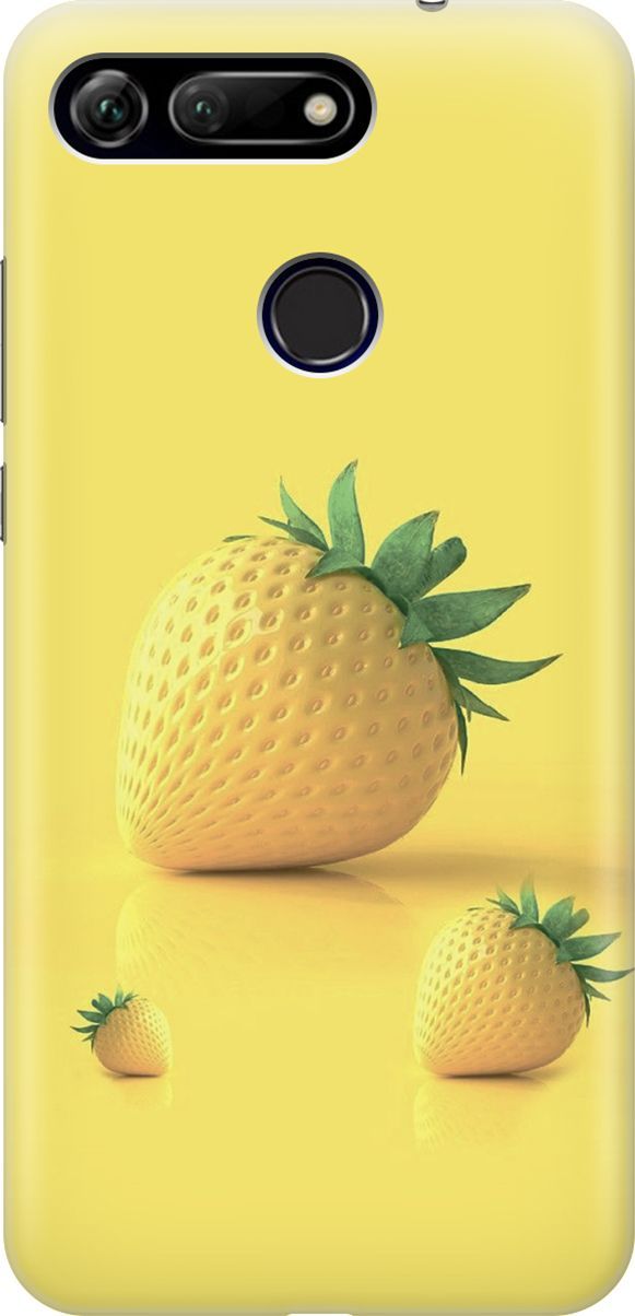 

Силиконовый чехол на Honor View 20 (V20) с принтом "Желтая клубника", Черный, 6452
