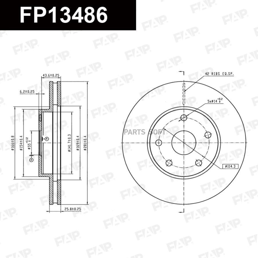 FAP Диск тормозной FP13486