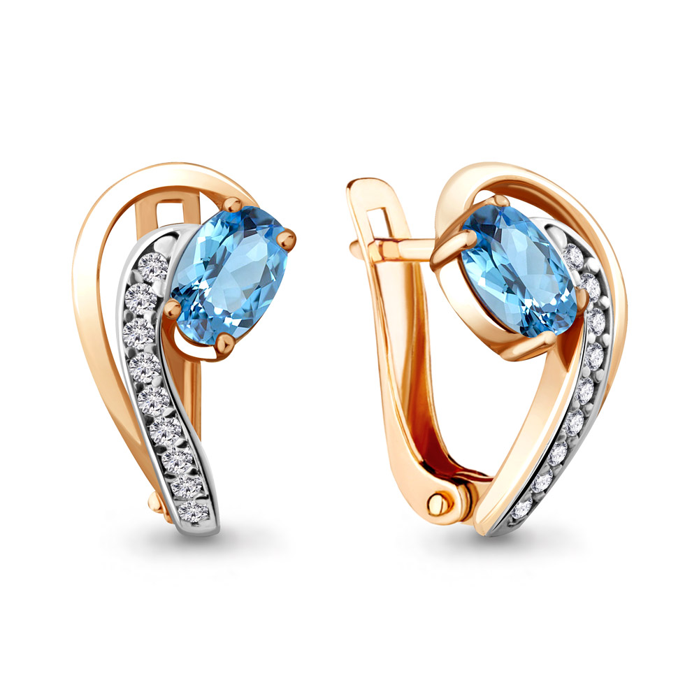 

Серьги из серебра с топазом\фианитом Aquamarine Aquamarine 4723705А_925_з, 4723705А_925_з