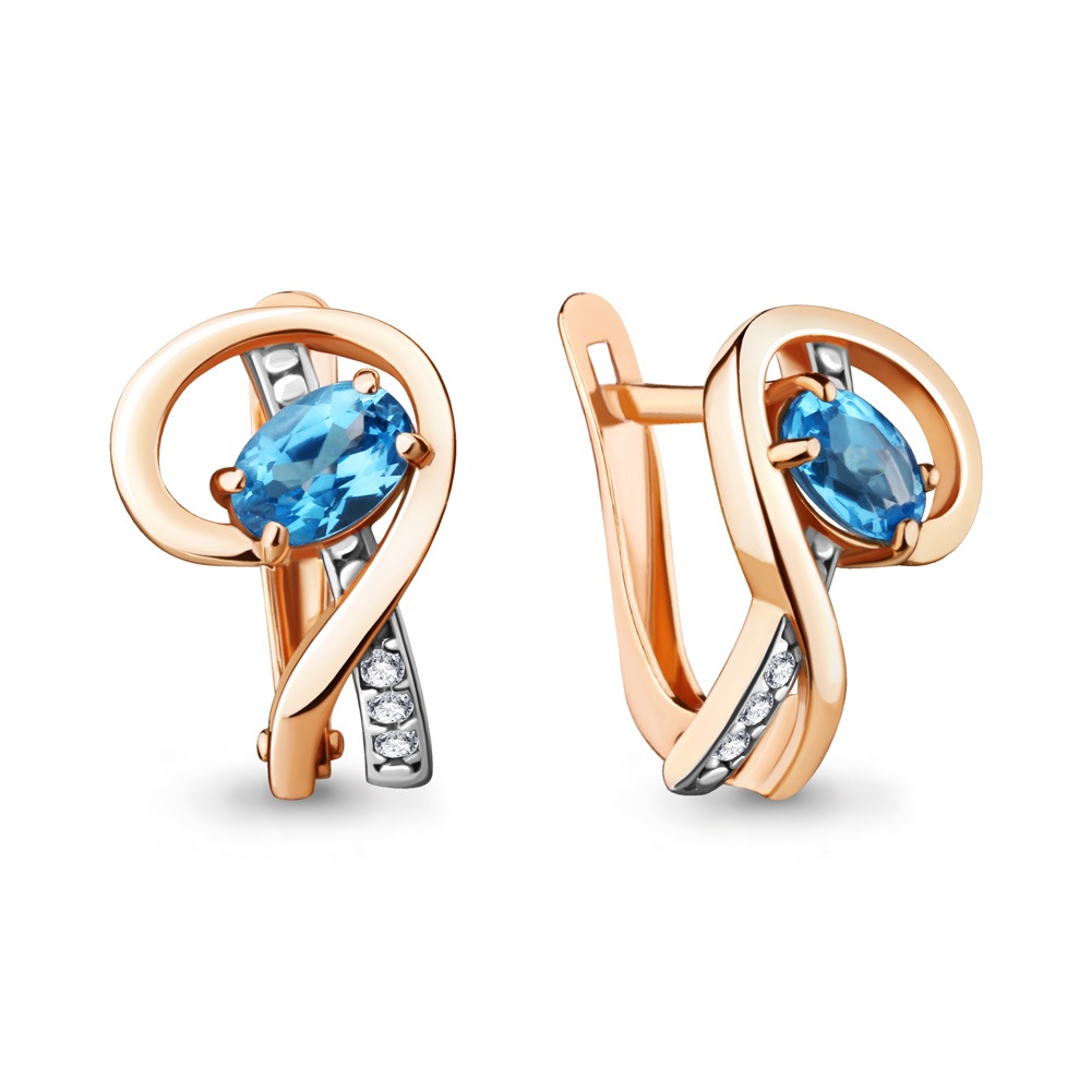 

Серьги из серебра с топазом\фианитом Aquamarine Aquamarine 4723605А_925_з, 4723605А_925_з