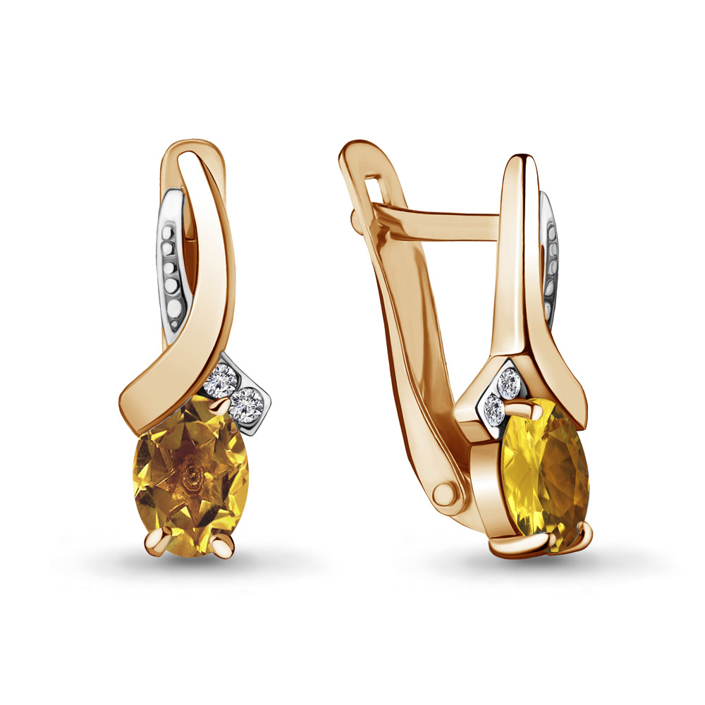 

Серьги из серебра с цитрином\фианитом Aquamarine Aquamarine 4723506А_925_з, 4723506А_925_з
